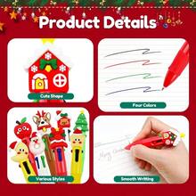 24 Pcs Christmas Multicolor Ballpoint Pens Bulk 4 Colors In 1 Retractable 0.7mm Xmas Fun Cute Writing Pens For Students Holiday Party School Office Supplies - Nhiều màu - Xem 4