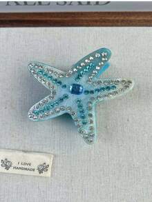 1 pièce Pince à cheveux en acétate de la série océanique, pince à cheveux en forme de baleine de conception de niche, accessoire pour cheveux de gros, pince pour queue de cheval, nouvelle pince à cheveux en acétate de la série océanique avec strass en forme d'étoile de mer pour les frontières, pince à cheveux haut de gamme pour chignon, pince à cheveux en acétate fluide en forme d'étoile de mer fraîche, pince à cheveux élégante haut de gamme multicolore, accessoire de mode pour les cheveux, pince à cheveux pour femmes - Multicolore - Voir 22