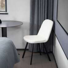 Dining Chair Teddy Fleece, Set Of 2, Soft Padding, All-Season Comfort & Stable Metal Frame - White - View 5