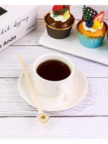 30支装圆形木质饮料搅拌棒 - 带图案，高品质咖啡店级饮料搅拌棒，木质咖啡搅拌棒，适用于咖啡饮品、牛奶食品搅拌、生日派对装饰、下午茶餐具配件、派对餐桌装饰，可清洗并重复使用