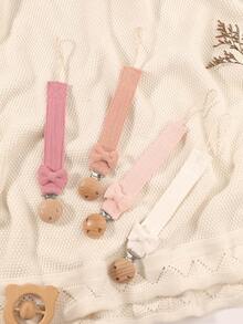 4pcs Pacifier Clips, Fashion Bow Pacifier Chains In Pink, Purple, Brown, Apricot, Suitable For Boys And Girls Daily Use, Travel, Home