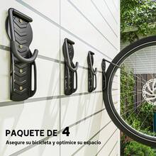 SPORTNOW Soportes de Pared para Bicicletas de 4 Piezas, Gancho para Colgar Bicicleta Plegable hasta 30 kg, Portabicicletas de Almacenamiento Vertical con Tornillos, para Casa, Garaje y Sótano, Negro - Negro - Ver 5