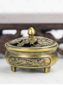 1个帝王龙凤香炉，锌合金莲花罩，专用于香棒，宫廷香氛套装，婚礼及乔迁之礼，非物质文化遗产雕刻工艺，奢华香氛艺术礼盒 - 蓮花蓋龍鳳爐 - 查看 8