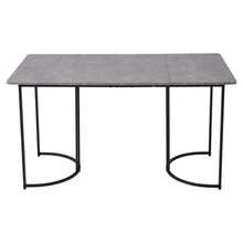 140 X 80cm Dining Table (1 Piece), Modern Kitchen Table, Metal Frame, Rectangular Dining Table With Modern Marble Pattern, Kitchen Table With Adjustable Legs For Dining Room/Living Room, Grey - Grey - View 3
