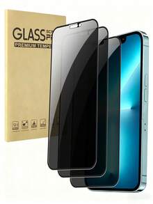 3pcs Full Screen Tempered Glass Privacy Screen Protector With Black Edges, Compatible With IPhone 11-17 Series, Anti-Peeping Full Coverage Phone Protective Film - Black - View 23