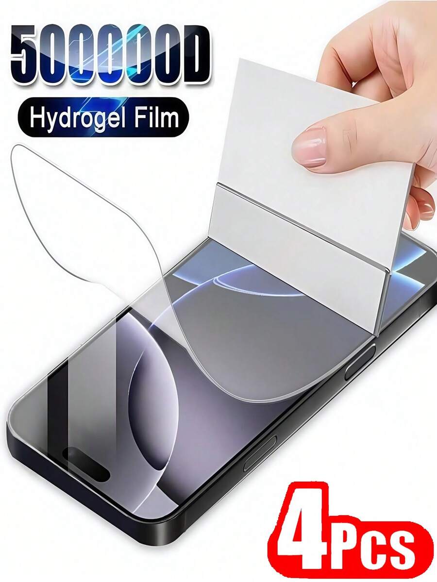 Bộ 4 miếng dán màn hình Hydrogel toàn diện tương thích với iPhone 17 16 15 14 Plus 13 12 Mini 11 Pro XR XS X MAX 6 7 8 6S PLUS SE20 SE22 miếng dán màn hình mềm không phải kính cường lực