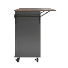 Küchenwagen Mit Diagonal Gestreiften Schranktüren, Herausnehmbarer Esswagen Mit Handtuchhalter Und Gewürzregal, Verstellbare Trennwände, Küchenbuffet, Tischplatte Mit Holzmaserung, Schwarz - Black - View 7