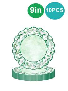 10pcs Sage Green Party Supplies, Disposable 7/9 Inch Paper Tray 9 Oz Cup Cutlery Napkin For Spring, Wedding Shower, Bridal Birthday Party, Family Party, Outdoor Camping Picnic, Holiday Party Supplies - Multicolor - View 17