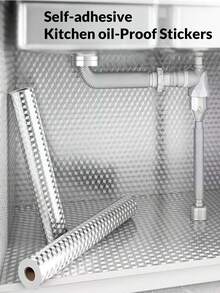 40厘米 x 2-4米 自粘铝箔防水耐热贴纸，厨房防油贴纸，适用于水槽/橱柜/抽屉
