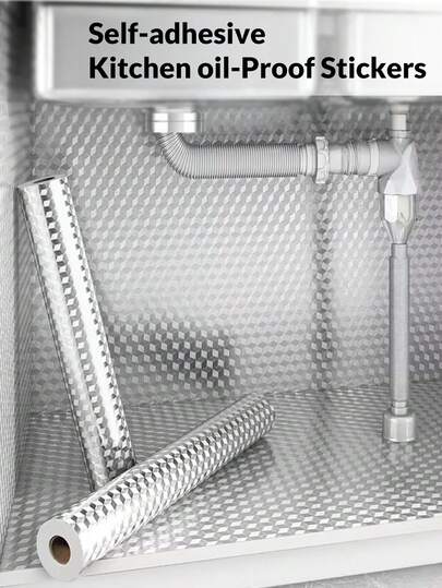 40cm X 2-4m Self-Adhesive Aluminum Foil Waterproof And Heat Resistant Sticker, Kitchen Oil-Proof Sticker For Sink/Cabinet/Drawer