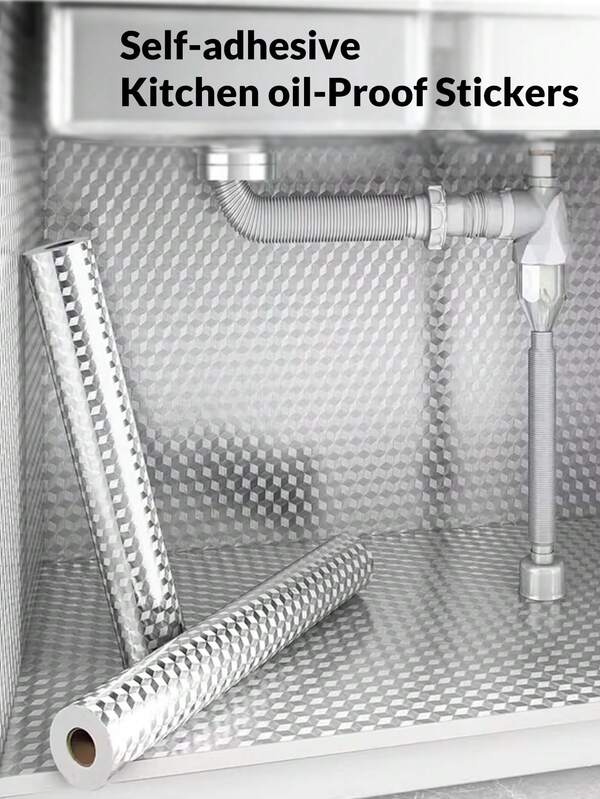 40cm X 2-4m Self-Adhesive Aluminum Foil Waterproof And Heat Resistant Sticker, Kitchen Oil-Proof Sticker For Sink/Cabinet/Drawer