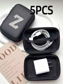 5/3/1 piezas Caja de almacenamiento de cuero PU con letra A-Z, Portador de tarjetas de juego, Organizador de caja de tarjetas de identificación/tarjetas/tarjetas de presentación, Adecuado para viajes, accesorios digitales, estuche para auriculares - Multicolor - Ver 59