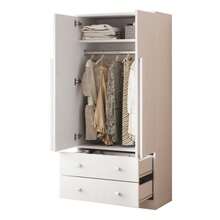 Wardrobe 70*40*170 Cm, Double Door Design, With Drawers And Storage Compartments, White (Previous Reference: LDB00307AAK) - White - View 6