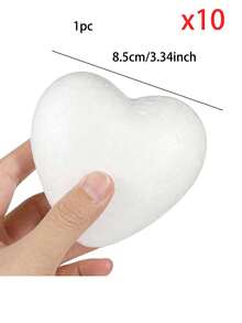 1/5/10PCS 3.34Inch White Foam Heart & White Foam Flower Clay, For DIY Handcraft, Home Decoration, Wedding Decoration, Room Decoration, Valentine's Day Decoration, Indoor & Outdoor DIY Flower Arrangement, Gift Decoration - White - View 13