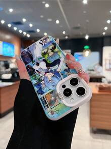 Funda para teléfono con collage de chicas anime. Compatible con teléfonos ,  17,  16 Pro Max,  15 Pro Max,  13 y  12. Fabricada en TPU para una protección eficaz contra golpes y caídas. Un regalo ideal para amantes del anime, familiares, amigos y para cualquier ocasión. - Plateado - Ver 3