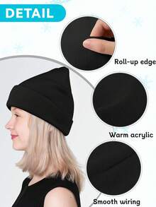 3Pcs Winter Beanie Hat Scarf Gloves, Warm Fleece Knit Hats Touch Screen Gloves Neck Scarf Set Winter Gifts For Unisex Adult - Multicolor - View 6