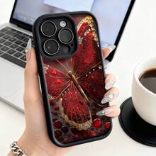 Funda de Teléfono con Patrón de Mariposa Roja para  15 Pro Max  14 Pro  13  Galaxy S23 S22 S21 Protector de Teléfono Funda de Pareja Regalo para Él y Ella Regalo de Vacaciones - Café integral - Ver 1