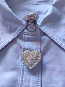 1pc/2pcs Elegant Floral & Geometric Pattern Button Set, Shirt Button Set, Clip-On Button Set, Fashionable Crystal Cufflink Set, Suitable For Tuxedo And Wedding Dress Decoration - Silver - View 3