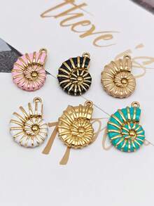 5 قطع من قلادة المجوهرات المعلقة بشكل صدفة البحر من الفولاذ المقاوم للصدأ، أشكال معلقة متنوعة، اكسسوارات قلادة وأقراط DIY - متعدد الألوان - مشاهدة 3