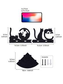 1pc Creative Minimalist Wall Mount Display Shelf, DIY Assemble Wooden Small Storage Rack, Cozy Home Decor Corner Shelf, Crystal Stone Display Rack, Living Room Display Shelf - Black - View 6