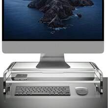 YESCUT モニタースタンド 机上台 透視デザイン&耐荷重25kg キーボード収納でスペース節約 プリンター台としても使用可能 - マルチカラー - チェックする 1