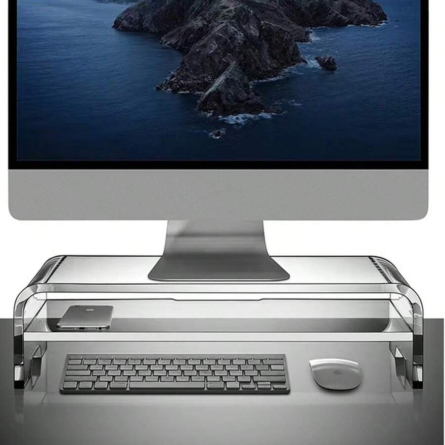 YESCUT モニタースタンド 机上台 透視デザイン&耐荷重25kg キーボード収納でスペース節約 プリンター台としても使用可能 - マルチカラー - チェックする 1