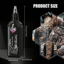 yikexuanli 300ml High Capacity Black Tattoo Ink, Suitable For Body Art, Tattoo Creation, DIY Tattoo, Tattoo Practice, Smooth Bottle Design Suitable For Beginners And Professionals For Outlining And Coloring