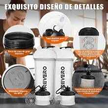 Paquete de 2 Shaker Proteina, 28 onzas Vaso, Con 1 Caja de Almacenamiento de Proteínas 2 Bolas Agitadoras, para Fitness y Deportes, A Prueba de Fugas (Shaker Proteina, Negro + Blanco) - Blanco + Blanco - Ver 11
