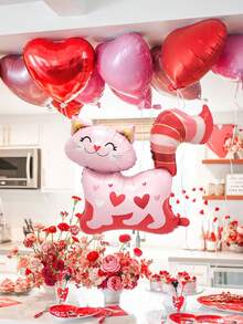 11 قطعة من بالونات القطط ذات الشكل القلبي الرومانسي، تشمل بالونات قطط قلبية باللون الوردي، بالونات قلبية من الرقائق المعدنية، مناسبة لحفلات الزفاف والأعياد الميلاد وخلفيات صور البوث وأعياد الزواج وعيد الحب وديكور الغرف الرومانسية والهدايا المفاجئة وديكورات الحفلات الداخلية - متعدد الألوان - مشاهدة 1
