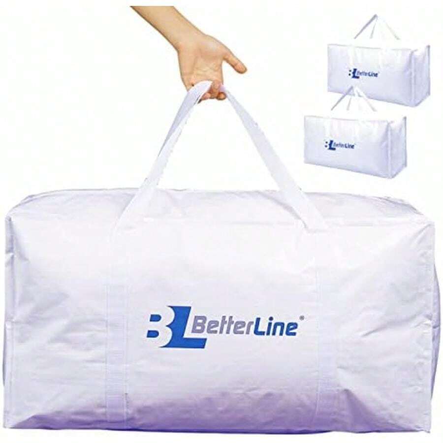 Bolsa de almacenamiento extragrande, resistente de 114.3 x 55.88 x 40.64 cm, con carga máxima de 45.36 kg. (100 lb) - Tela tejida de polipropileno resistente desgarro y agua, con cremalleras(Large | (29x15x13in) Juego de 2 unidades, grande) - Multicolor - Ver 1