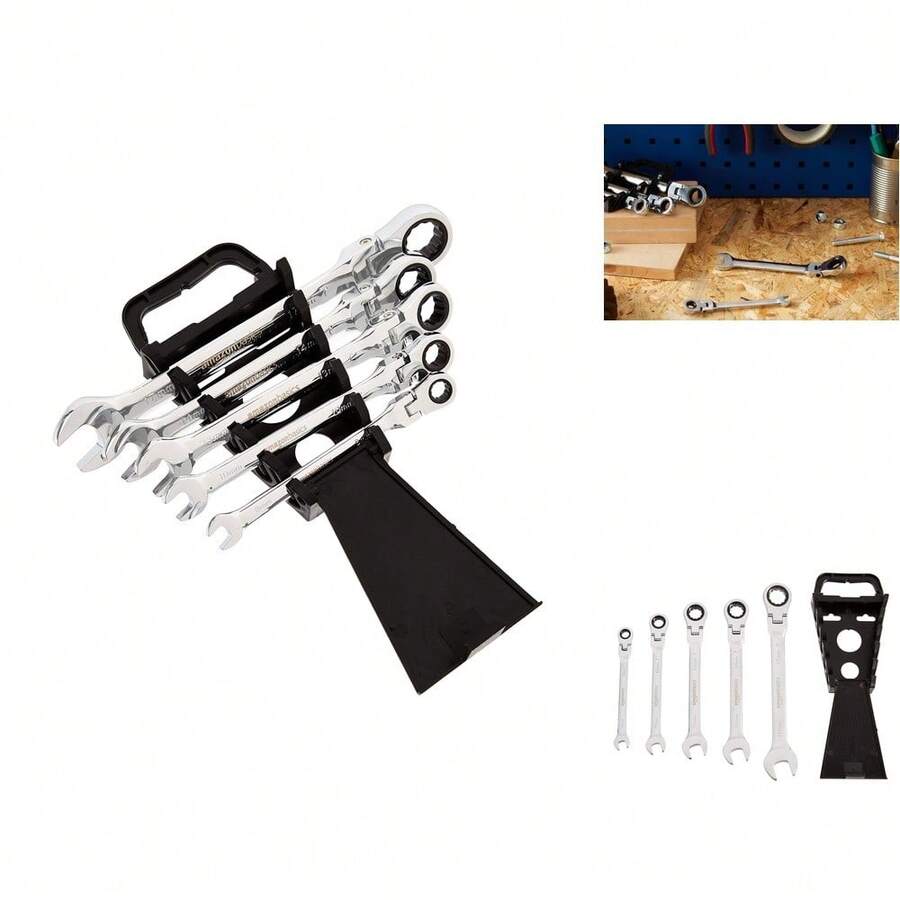 Juego de 5 Llaves de Trinquete Flexibles Métricas de Aleación de Acero, Chapado en Cromo - Basics - Plateado - Ver 1