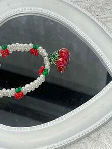 「Cherry Charm With White Beads」 - 3D Cute Fruit Pendant For Phone Strap/CCD Chain/Keyring (Kawaii Acrylic Jewelry, Summer Aesthetic) Gifts For Mother, Family, Friends, Birthday, Holiday Phone Charm, Phone Chain - Red and White - View 10
