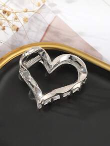 2个中号心形金属发夹 - 6厘米/2.36英寸，金色和银色发爪，适合女性和细软发质，完美抓力，对浓密头发也牢固固定，时尚发饰，优雅爪夹，冬季发饰，夏季海滩度假必备。 - 金色+銀色(2pcs) - 查看 4