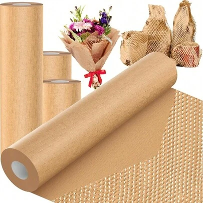 Papier pakowy o strukturze plastra miodu, 30 cm x 50 m, może zastąpić folię bąbelkową, nadaje się do przeprowadzek, pakowania transportowego i transportu towarów. Rolka ochronna folii bąbelkowej.