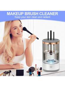 电动化妆刷清洁机 | 2024 升级化妆刷清洁器 | 自动化妆刷清洁器旋转器 | 深度清洁技术适用于所有刷子尺寸、包、收纳袋、收纳盒、化妆品收纳盒、化妆品