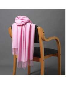 Stylish Casual Winter Scarf 230g With Fringes - 淺粉色 - 查看 1
