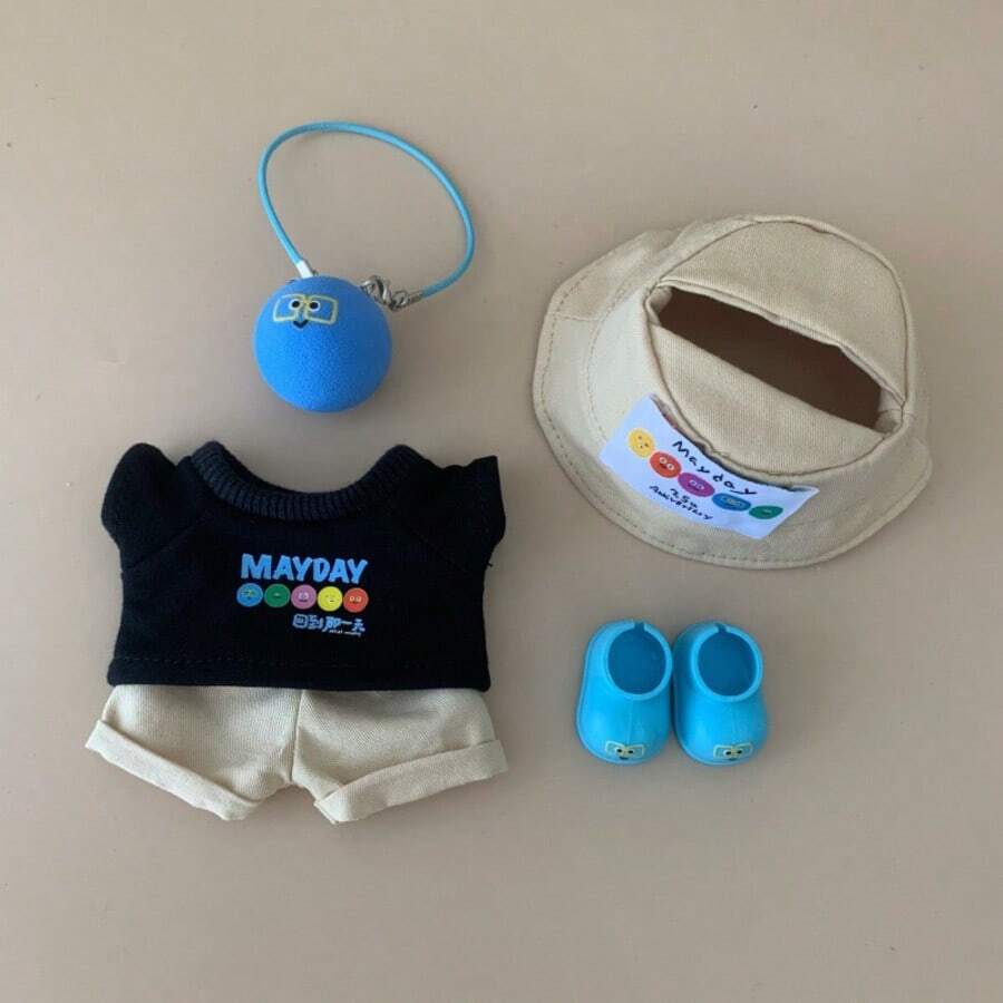1 Set Doll Clothes For 1st/2nd Generation, Ceramic Figurine, Bucket Hat And Denim Overalls - Multicolor - View 1