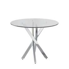 Table And Chair Set (Table And 2 Chairs Included), Tempered Glass Top 80 X 80 X 75 Cm, Modern Table, Galvanized Table Legs, Coffee Table, Grey Chairs, Silver Table Legs - Gray + Silver - View 6