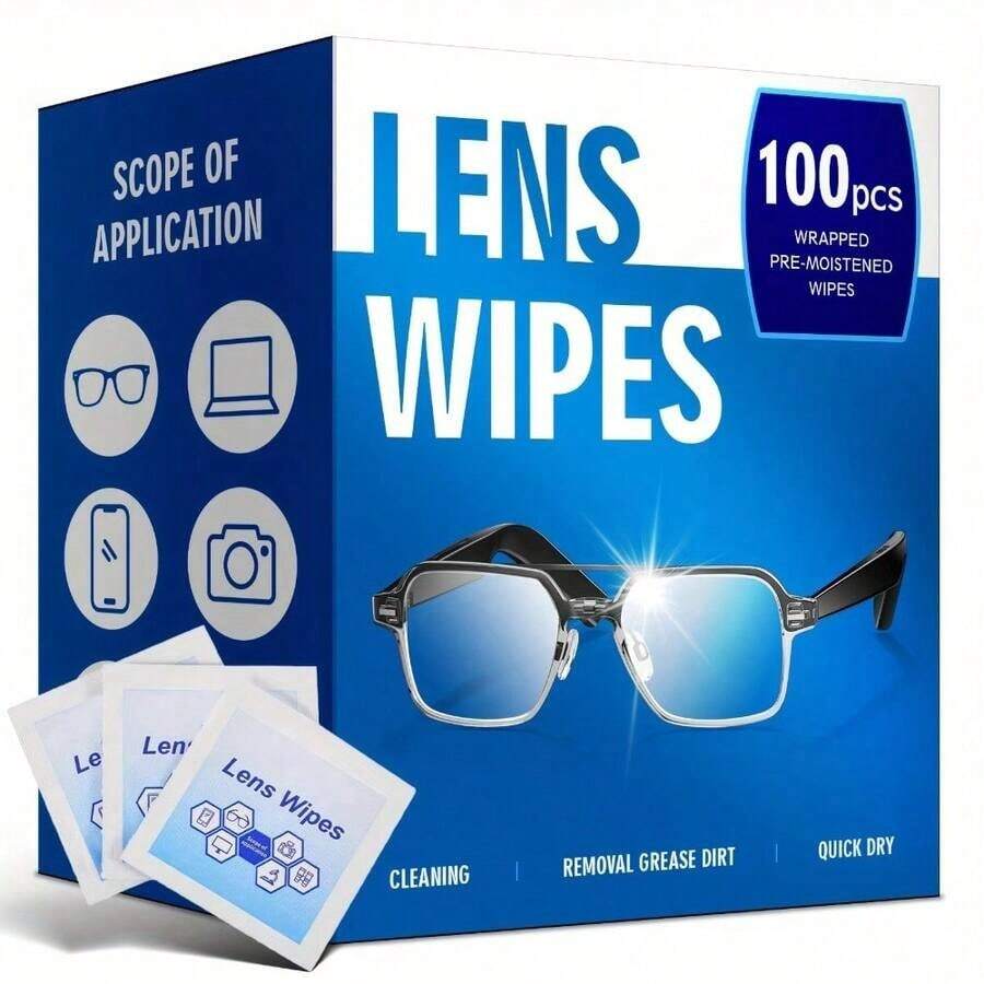SGIAWETA-Pack Of Disposable Glasses Cleaning Wipes - Moistened Individual Wrapped Lens Cleaner Glasses, Fashion Glasses, Phone Screens, Electronics & Camera Lenses - & Easy To Carry Around, Glasses Cleaner, Screen Cleaning, Compact Design, Durable Packaging, Screen Protector, Cleaning, Highquality Wipes, Screen Protectors, Tech Enthusiasts-Birthdaygift - 1盒,內含100片藥片 - 查看 1