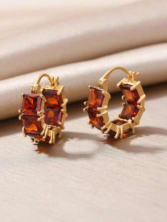 1 Pair Women's Minimalist Fashion Hoop Earrings, Black Color, Elegant Design, Daily Wear, Birthday Gift