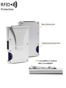 MIYIN Ví nam tối giản bằng hợp kim nhôm - Ví siêu mỏng chống RFID | Chống trầy xước, có khe đựng thẻ tín dụng và ngăn đựng tiền mặt, tiện lợi cho việc lấy tiền và thẻ, ví kim loại đa chức năng có kẹp tiền, phù hợp sử dụng hàng ngày, quà tặng cho bạn trai/chồng/cha. - Bạc - Xem 9