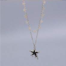1 Piece - Moon And Star Pendant Necklace. Cute And Cool Girl Style. Small And Unique Collar Chain With A Sense Of Double Hollowed-Out Silver Layered Embellishments. They Are Also Very Suitable As Valentine's Day Gifts And Can Be Worn Alone As An Accessory. - Multicolor - View 10