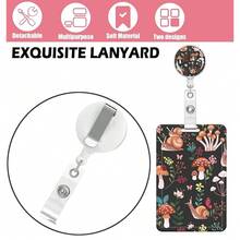 Badge Reels Retractable With Carabiner Reel Clip, ID Name Tag Work Badge Holder Belt Ferrule, Identity ID Badge Holder Cover Case For Office Work Nurse Teacher Student Gifts(Mushroom Snails Butterfly),MushroomSnailsButterfly - 蘑菇蝸牛蝴蝶 - 查看 3