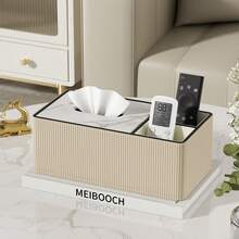 Faux Leather Tissue Box Cover With Storage Compartment – Rectangular Design, Fits Most Tissue Boxes, Suitable For Home Use (Living Room, Bedroom, Study, Bathroom, Dining Room) - Multicolor - View 2