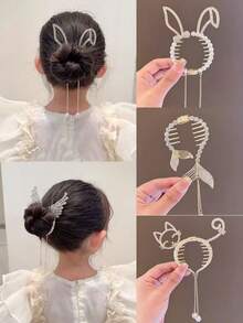 1 agrafă de păr cu coadă de cal cu ciucure de perle pentru fete, agrafe de pisică, agrafe de urechi de iepure, aripi de înger de zână, agrafe de păr cu coadă de pește, accesorii pentru cap, potrivite pentru purtare zilnică și de festival.