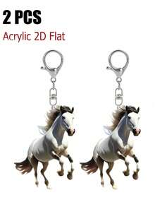 1pc White Horse Acrylic Pendant,Acrylic Keychain , Backpack Pendant, Bag Accessories,2D Flat Pendant,Multifunctional Accessories For Car Keys, Acrylic Decoration Car Pendant,Cute Horse Cartoon Family Keychain Bag Decoration ,Lobster Buckle Pendant,The Perfect Gift For Horse Lovers,Birthday Gift,Perfect For Car Keys, Backpacks - Multicolor - View 13