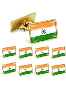 8件套 各国国旗金属方形徽章胸针配件