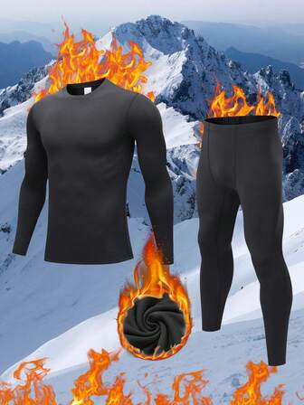 Men's Navy Blue Thermal Underwear Set - Thermal Lined For Warmth Locking, Skin-Friendly & Breathable To Avoid Stuffiness, Slim-Fit Without Bulkiness, Suitable For Autumn/Winter Home Leisure, Office Commute Layering, Ideal Christmas Gift