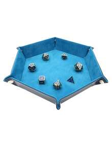 1 pieza Bandeja de almacenamiento plegable de terciopelo, Bandeja hexagonal para dados, Caja de almacenamiento para dados, Cesta de almacenamiento de escritorio ordinaria, Adecuada para juegos de dados - Multicolor - Ver 10