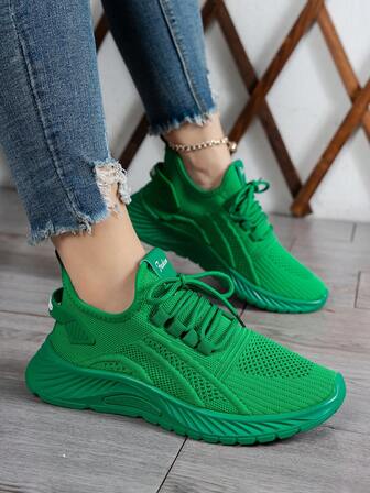 Spring Autumn All Seasons Plus Size Thick-Soled Wedge Heel Women's Sports Shoes, Round Toe Deep Mouth Lace-Up Casual Sneakers,  Breathable Flat Mesh Shoes, Fitness Walking Shoes